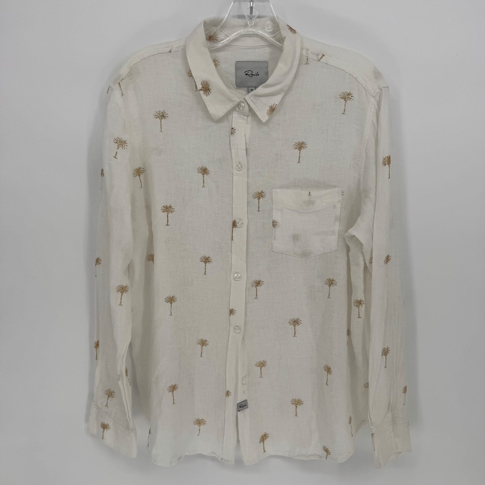 Rails Charli Golden Palms Linen Blend Button Up S… - image 2